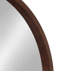 Decorative Mirrors-Kirkland's Home Round Walnut Wood Hutton Mirror Brown