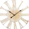 Clocks-Kirkland's Home Round White Metal And Wood Wall Clock