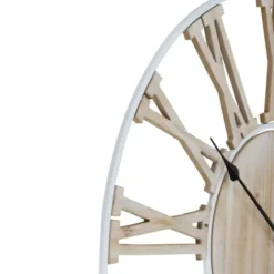 Clocks-Kirkland's Home Round White Metal And Wood Wall Clock