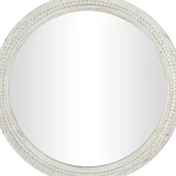 Decorative Mirrors-Kirkland's Home Round Whitewash Beaded Wall Mirror