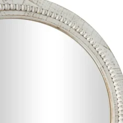 Decorative Mirrors-Kirkland's Home Round Whitewash Beaded Wall Mirror