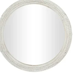 Decorative Mirrors-Kirkland's Home Round Whitewash Beaded Wall Mirror