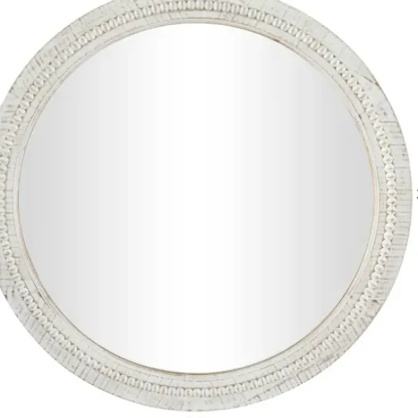 Decorative Mirrors-Kirkland's Home Round Whitewash Beaded Wall Mirror