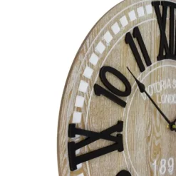 Clocks-Kirkland's Home Round Whitewashed Wood Wall Clock