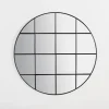 Decorative Mirrors-Kirkland's Home Round Windowpane Wall Mirror Black