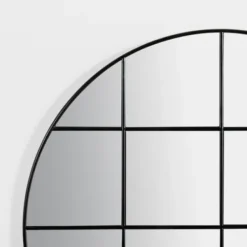 Decorative Mirrors-Kirkland's Home Round Windowpane Wall Mirror Black