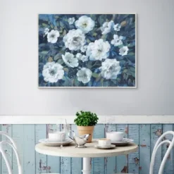 Framed Art-Kirkland's Home Rugosa Roses Floral Framed Wall Art Blue/White/Green