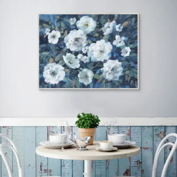Framed Art-Kirkland's Home Rugosa Roses Floral Framed Wall Art Blue/White/Green