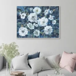 Framed Art-Kirkland's Home Rugosa Roses Floral Framed Wall Art Blue/White/Green