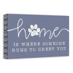Wall Quotes & Signs-Kirkland's Home Runs To Greet You Canvas Art Print, 18X12 In. Blue/White