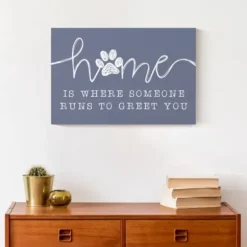 Wall Quotes & Signs-Kirkland's Home Runs To Greet You Canvas Art Print, 18X12 In. Blue/White