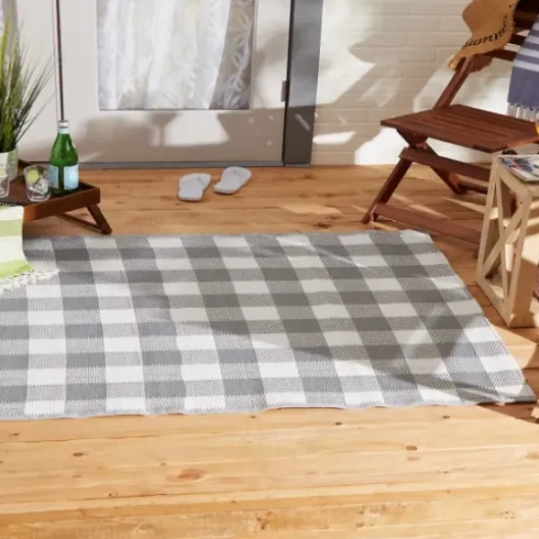Outdoor Rugs-Kirkland's Home Rust Linear Macy Indoor/Outdoor Area Rug, 7X9 Orange