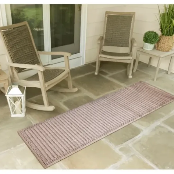 Outdoor Rugs-Kirkland's Home Rust Linear Macy Indoor/Outdoor Area Rug, 6X9 Orange
