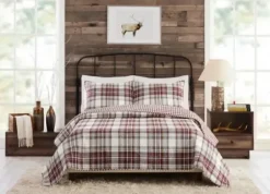 Quilts-Kirkland's Home Rust Plaid Camden Full/Queen 3-Pc. Quilt Set Red/Gray/Ivory
