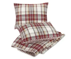 Quilts-Kirkland's Home Rust Plaid Camden King 3-Pc. Quilt Set Red/Gray/Ivory