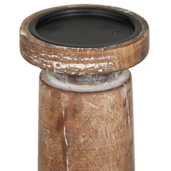 Candle Holders-Kirkland's Home Rust Rustic Mango Wood 3-Pc. Candle Holder Set White/Brown
