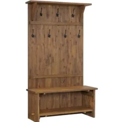 Entryway Furniture-Kirkland's Home Rustic Acacia Wood Hall Tree