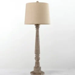 Buffet Lamps-Kirkland's Home Rustic Brown Wood Buffet Lamp Ivory