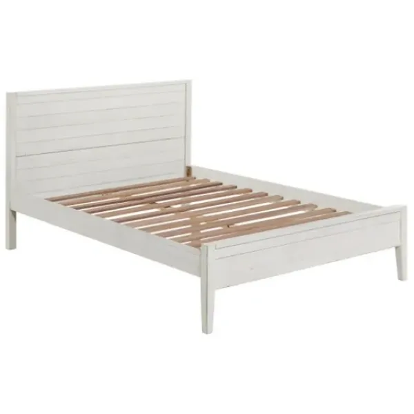 Beds & Headboards-Kirkland's Home Rustic Eggshell Wood Panel Full Bed Frame White