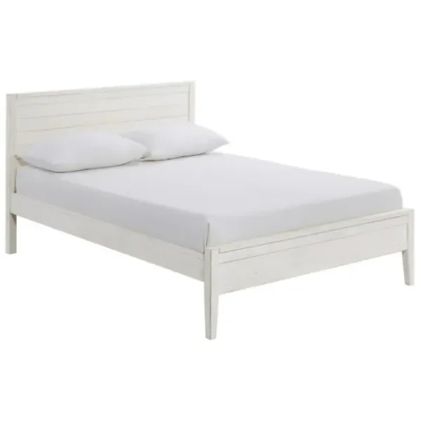 Beds & Headboards-Kirkland's Home Rustic Eggshell Wood Panel Full Bed Frame White