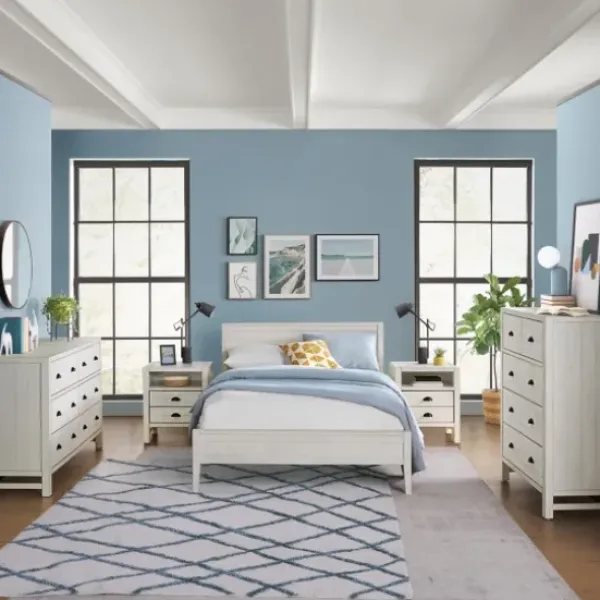 Beds & Headboards-Kirkland's Home Rustic Eggshell Wood Panel Full Bed Frame White