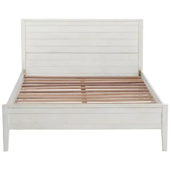 Beds & Headboards-Kirkland's Home Rustic Eggshell Wood Panel Full Bed Frame White