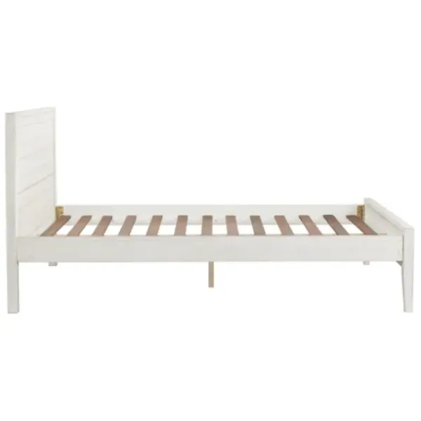 Beds & Headboards-Kirkland's Home Rustic Eggshell Wood Panel Full Bed Frame White