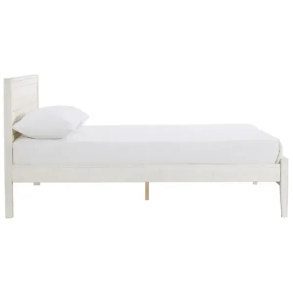 Beds & Headboards-Kirkland's Home Rustic Eggshell Wood Panel Full Bed Frame White