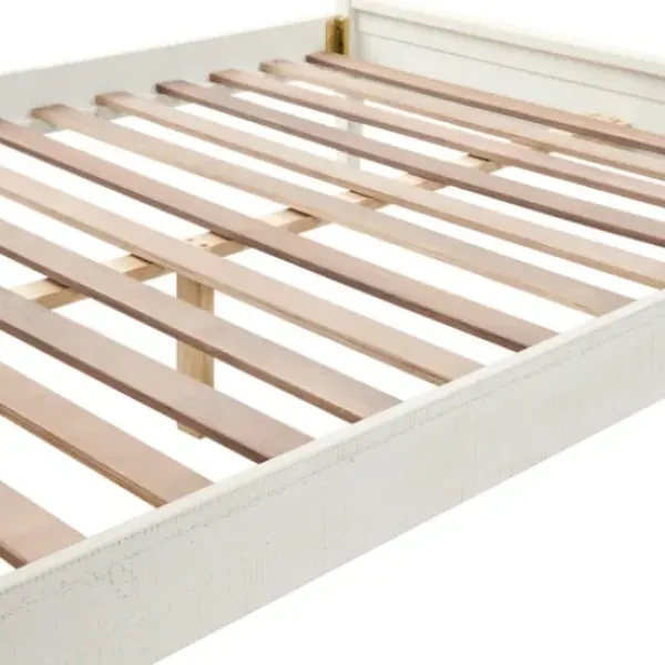 Beds & Headboards-Kirkland's Home Rustic Eggshell Wood Panel Full Bed Frame White