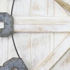 Clocks-Kirkland's Home Rustic Farmhouse White Square Wall Clock