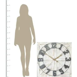 Clocks-Kirkland's Home Rustic Farmhouse White Square Wall Clock