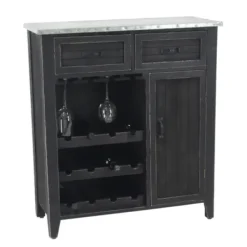 Cabinets & Sideboards-Kirkland's Home Rustic Galvanized Top Wine Cabinet Black