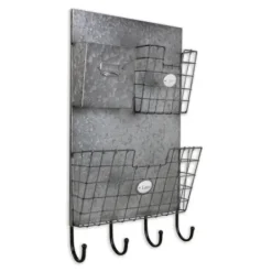 Wall Storage-Kirkland's Home Rustic Gray Metal Wall Organizer