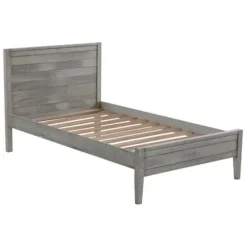 Beds & Headboards-Kirkland's Home Rustic Gray Pine Panel Twin Bed Frame
