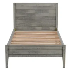 Beds & Headboards-Kirkland's Home Rustic Gray Pine Panel Twin Bed Frame