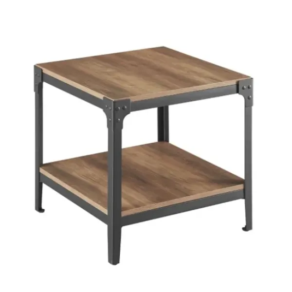 Accent & End Tables-Kirkland's Home Rustic Oak Angle Iron Accent Tables, Set Of 2 Brown