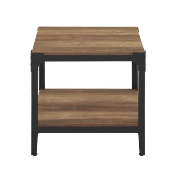 Accent & End Tables-Kirkland's Home Rustic Oak Angle Iron Accent Tables, Set Of 2 Brown