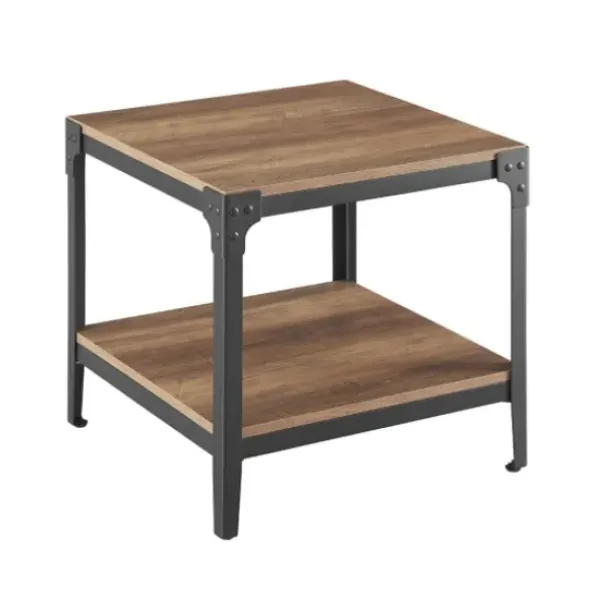 Accent & End Tables-Kirkland's Home Rustic Oak Angle Iron Accent Tables, Set Of 2 Brown