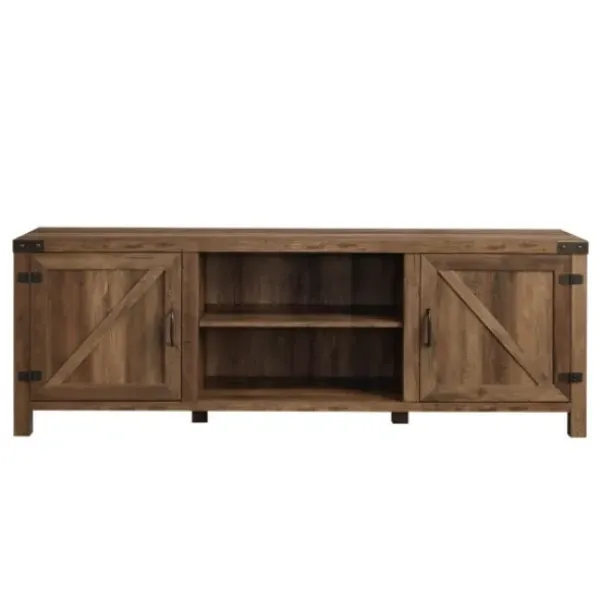 Tv Stands & Media Consoles-Kirkland's Home Rustic Oak Barn Door Tv Stand Brown
