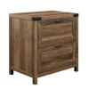 Office Furniture-Kirkland's Home Rustic Oak 2-Drawer Wood File Cabinet Brown