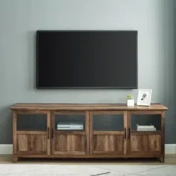 Tv Stands & Media Consoles-Kirkland's Home Rustic Oak Four Door Tv Stand Brown