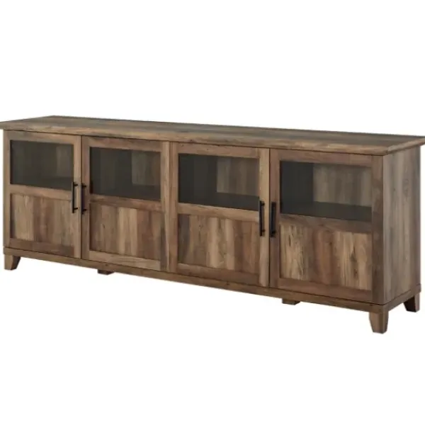 Tv Stands & Media Consoles-Kirkland's Home Rustic Oak Four Door Tv Stand Brown