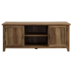 Tv Stands & Media Consoles-Kirkland's Home Rustic Oak Grooved Door Tv Stand Brown
