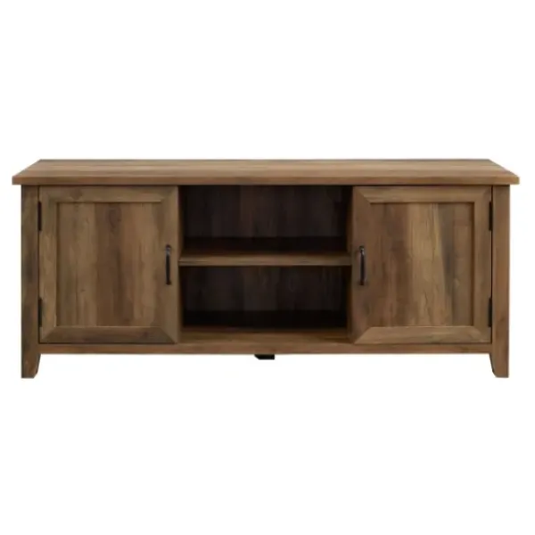 Tv Stands & Media Consoles-Kirkland's Home Rustic Oak Grooved Door Tv Stand Brown