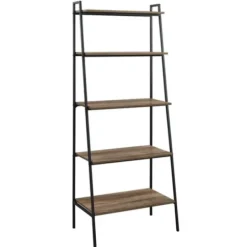 Bookshelves-Kirkland's Home Rustic Oak Industrial Ladder Bookshelf Brown