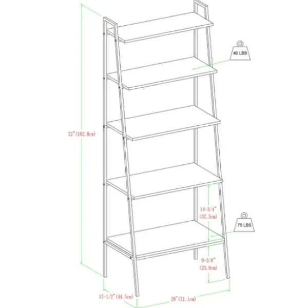 Bookshelves-Kirkland's Home Rustic Oak Industrial Ladder Bookshelf Brown