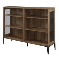 Entryway Furniture-Kirkland's Home Rustic Oak Mesh Accent Bookshelf Brown