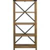 Office Furniture-Kirkland's Home Rustic Oak Metal X Frame Back Bookshelf Brown