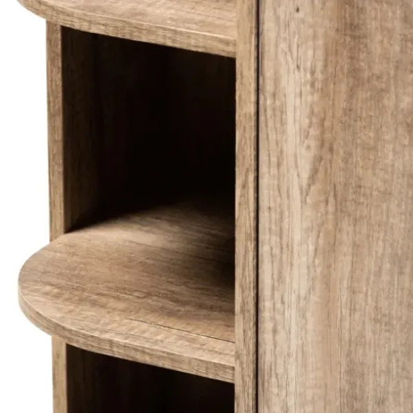 Entryway Furniture-Kirkland's Home Rustic Oak Open Shoe Storage Cabinet Tan