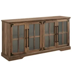 Tv Stands & Media Consoles-Kirkland's Home Rustic Oak Window 4-Door Tv Stand Brown